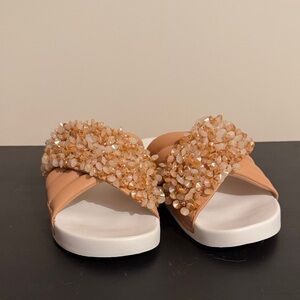 Tory Burch Elegant Beaded Tan Women's Sandals